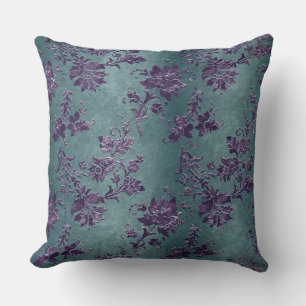 Violet Floral Damask Green Grey Pattern Kussen