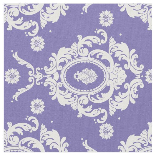 Violet Floral Damask Pattern Fabric Stof (Close Up)