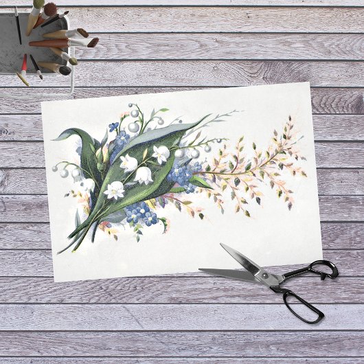  Violet Floral en ephemera-ontvlechtingspapier Tissuepapier