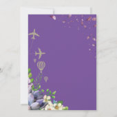 Violet Floral en Travel Thleding Wedding Kaart (Achterkant)