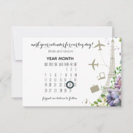 Violet Floral en Travel Thleding Wedding Save The Date