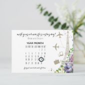 Violet Floral en Travel Thleding Wedding Save The Date (Staand voorkant)