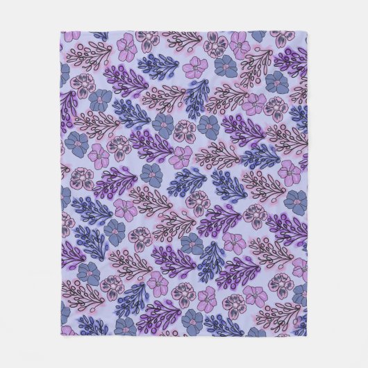 Violet Floral Fleece Deken (Voorkant)