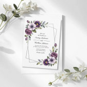 Violet Floral Frame Wedding Invitation Kaart