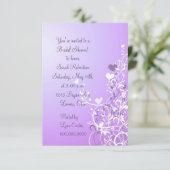 Violet Floral Heart Swirl Bridal Shower Kaart (Staand voorkant)