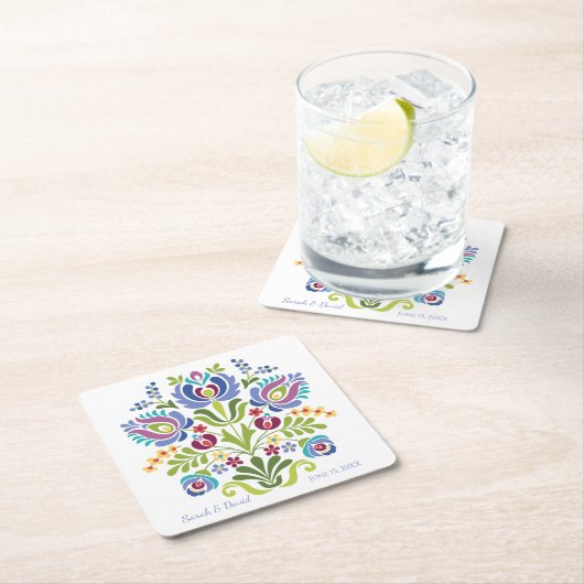 Violet Floral Hongaarse designversie Kartonnen Onderzetters (Insitu)