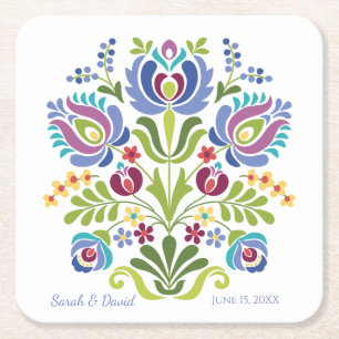 Violet Floral Hongaarse designversie Kartonnen Onderzetters