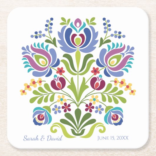 Violet Floral Hongaarse designversie Kartonnen Onderzetters (Voorkant)