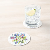 Violet Floral Hongaarse designversie Ronde Kartonnen Onderzetter (Insitu)