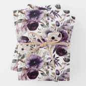 Violet Floral Inpakpapier Vel (In situ)