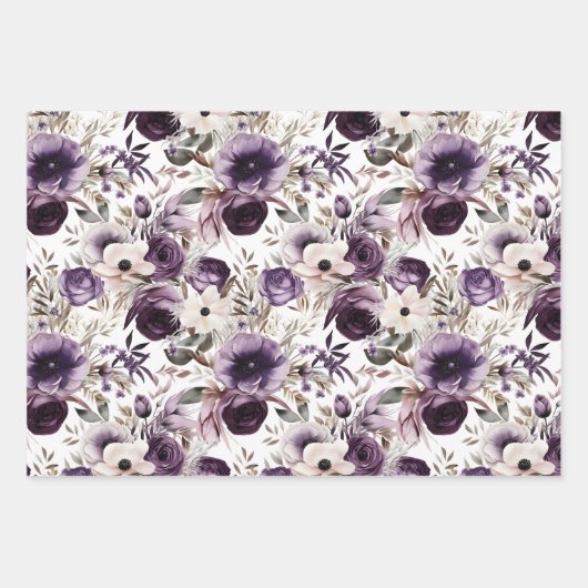 Violet Floral Inpakpapier Vel (Voorkant)