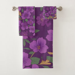 Violet Floral Kleurrijk Gepersonaliseerd Patroon Bad Handdoek