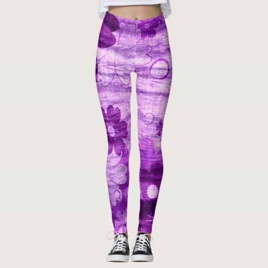 Violet Floral Leggings (Voorkant)