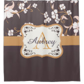 Violet Floral Monogram Douchegordijn (Voorkant)