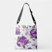 Violet Floral Pattern Crossbody Tas (Voorkant)