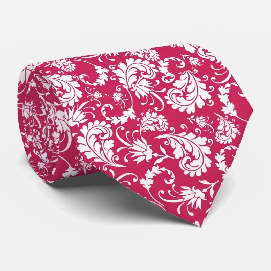 Violet Floral Pattern Custom Necktie Stropdas (Opgerold)