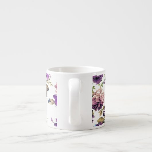Violet Floral Pattern Espresso Kop (Achterkant)