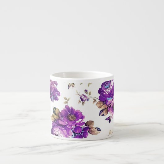 Violet Floral Pattern Espresso Kop (Voorkant)