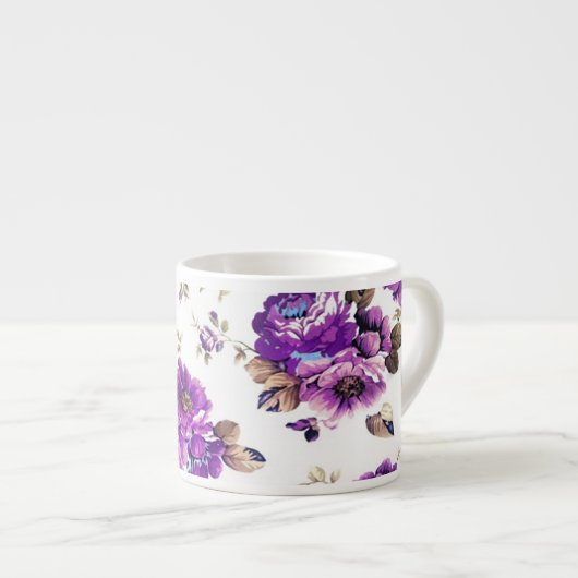 Violet Floral Pattern Espresso Kop (Voorkant rechts)