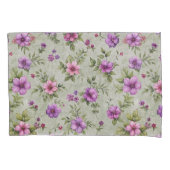 Violet Floral Pattern Kussensloop (Voorkant)