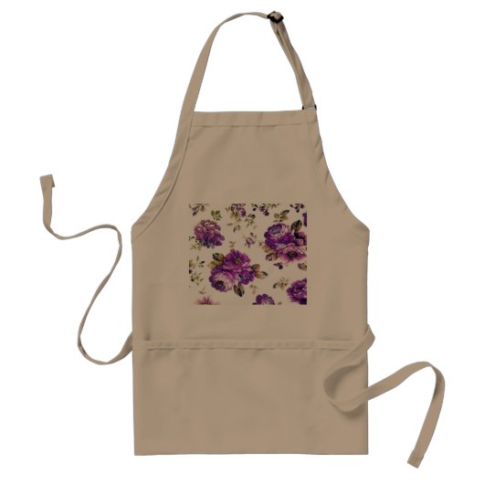 Violet Floral Pattern Standaard Schort (Voorkant)