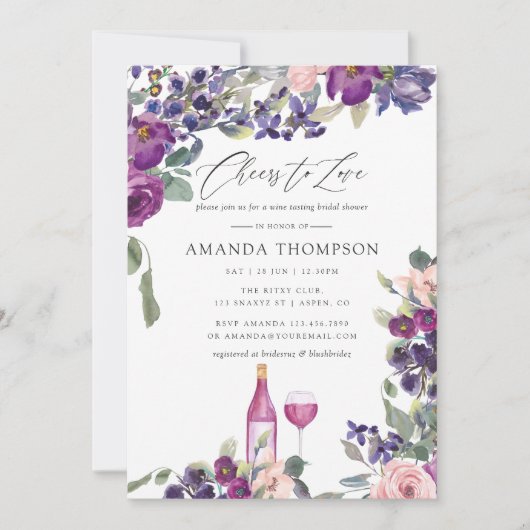 Violet-Floral-Vrijgezellenfeest Kaart (Voorkant)