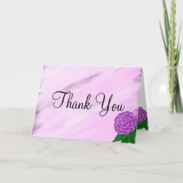 Violet Floral Waterverf Monogram bruiloft Bedankkaart
