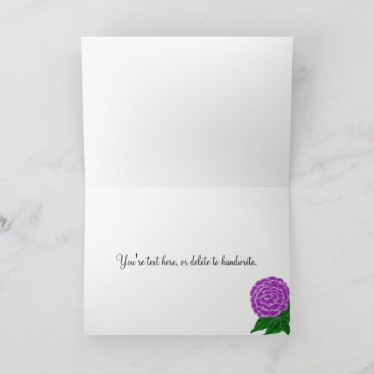 Violet Floral Waterverf Wedding Bedankkaart (Binnen)