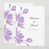 Violet Floral Waterverf Wedding Kaart (Voorkant / Achterkant)