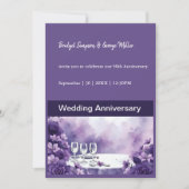 Violet Floral Wedding met Paris Eiffeltoren Uitzic Kaart (Voorkant)