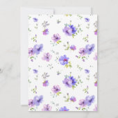 Violet Floral Wreath Monogram Weddenschap Kaart (Achterkant)