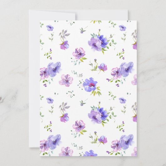 Violet Floral Wreath Monogram Weddenschap Kaart (Achterkant)