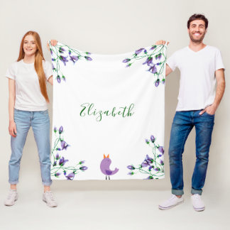 Violet florals bluebels-witte naam fleece deken