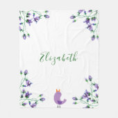 Violet florals bluebels-witte naam fleece deken (Voorkant)