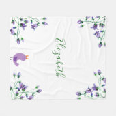 Violet florals bluebels-witte naam fleece deken (Voorkant (Horizontaal))