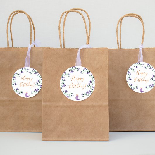 Violet florals bluebels witte verjaardag ronde sticker