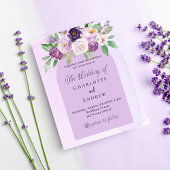 Violet florals paarse budget bruiloft uitnodiging