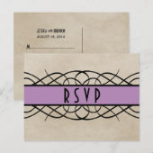 Violet Flourish Border RSVP Briefkaart (Voorkant / Achterkant)