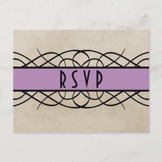 Violet Flourish Border RSVP Briefkaart (Voorkant)
