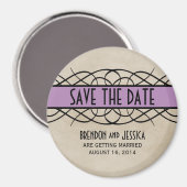 Violet Flourish Border Save the Date Magnet (Voorkant / Achterkant)
