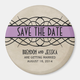 Violet Flourish Border Save the Date Magnet