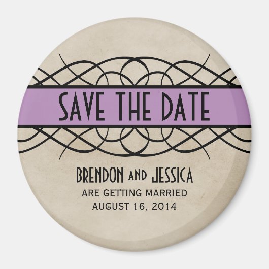 Violet Flourish Border Save the Date Magnet (Voorkant)