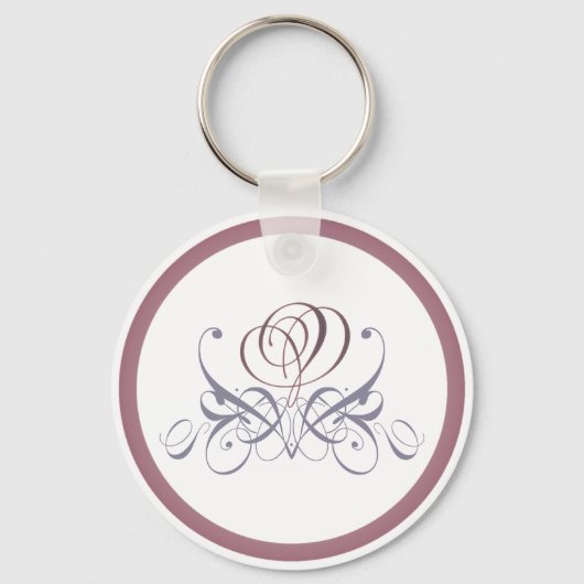Violet Flourish Roos Designer Sleutelhanger (Voorkant)