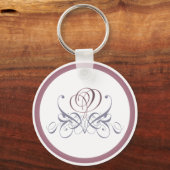 Violet Flourish Roos Designer Sleutelhanger (Achterkant)