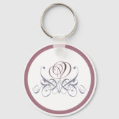 Violet Flourish Roos Designer Sleutelhanger (Achterkant)