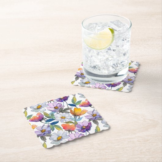 Violet Flower Coaster Kartonnen Onderzetters (Insitu)