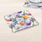 Violet Flower Coaster Kartonnen Onderzetters (Gebogen)