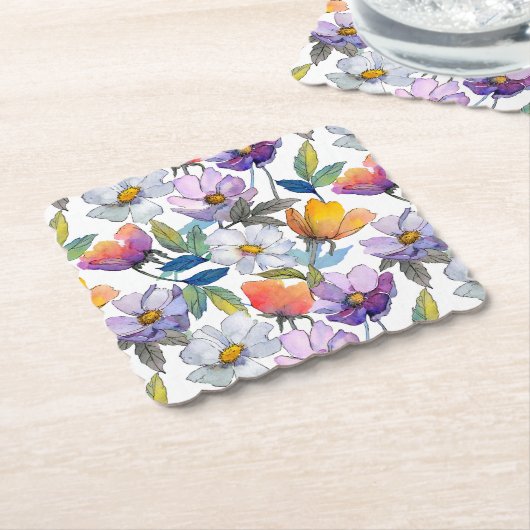 Violet Flower Coaster Kartonnen Onderzetters (Gebogen)