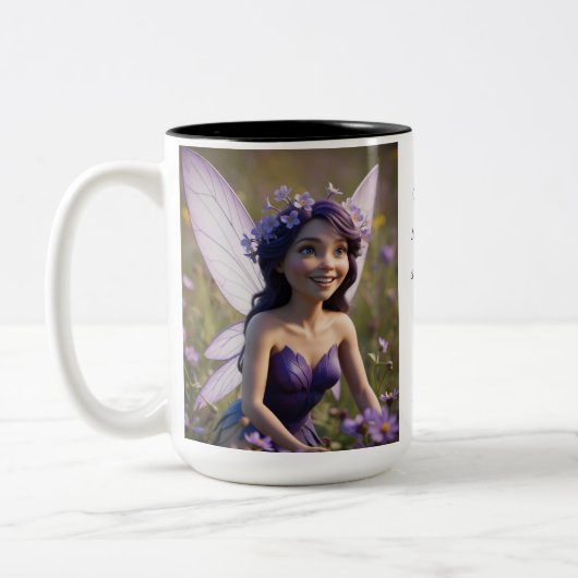 Violet Flower Fairy Tweekleurige Koffiemok (Links)