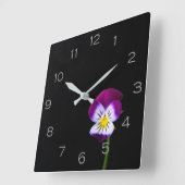 Violet Flower Grey Numbers wccn Vierkante Klok (Hoek)